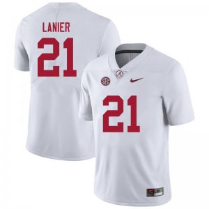 NCAA Men's Alabama Crimson Tide #21 Brylan Lanier Stitched College 2021 Nike Authentic White Football Jersey SK17F62LL
